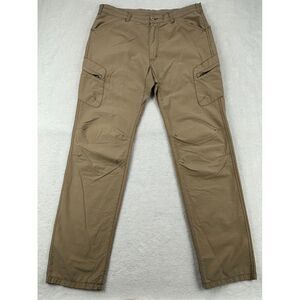 Woolrich Utility Pant Men 34x33 Tan Beige Lightweight‎ Nylon Blend Zip Hiking